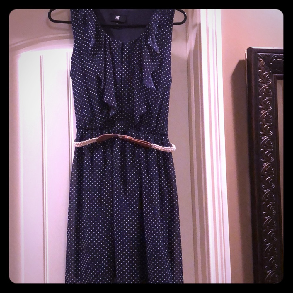 Navy Blue with White Polka Dots Dress